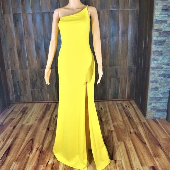 la femme one shoulder jersey gown